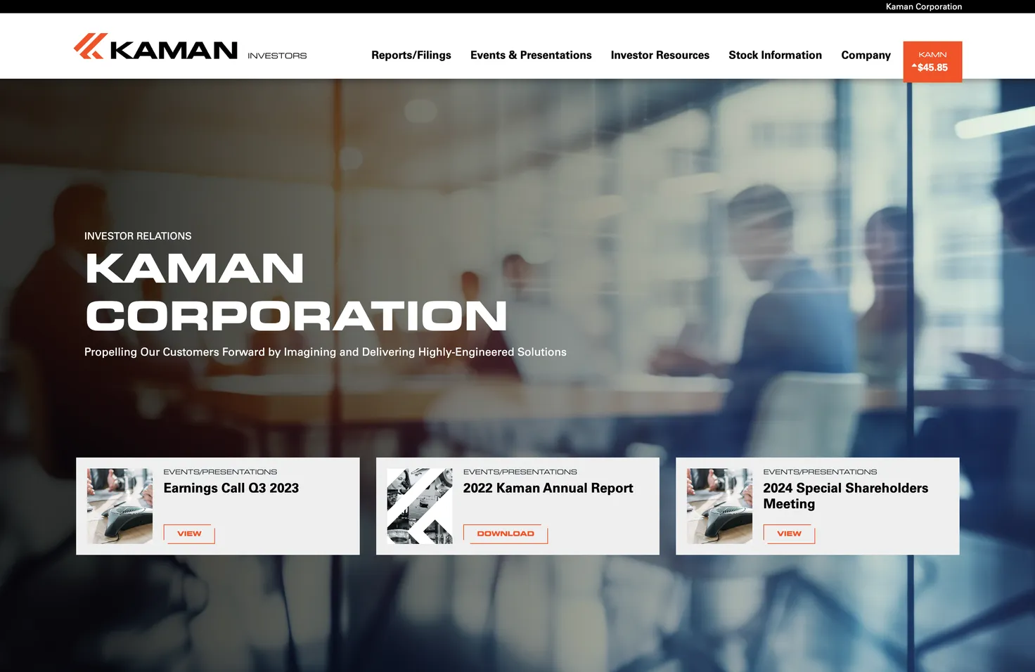 Kaman Website Home Page